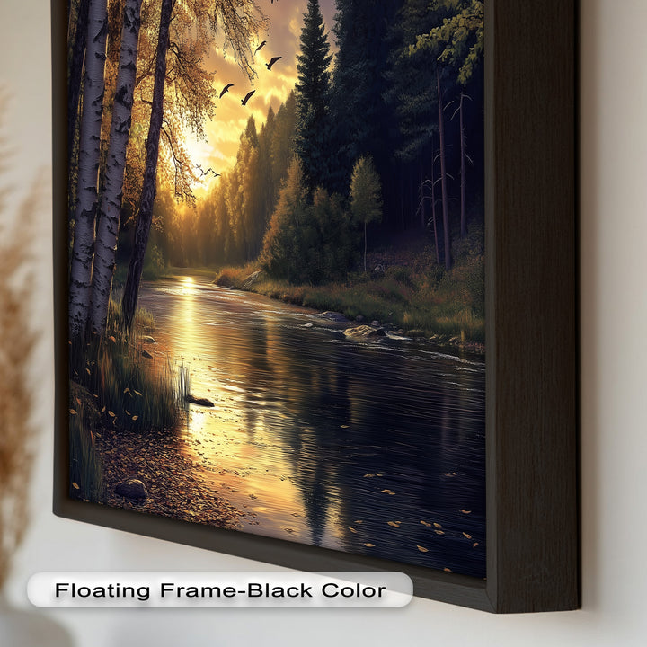 Sonnenuntergang Fluss Wandkunst - Landschaft Ölgemälde