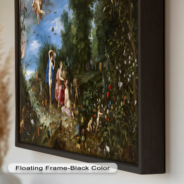 The Garden of Earthly Light – Mythological Forest Scene Oil Painting