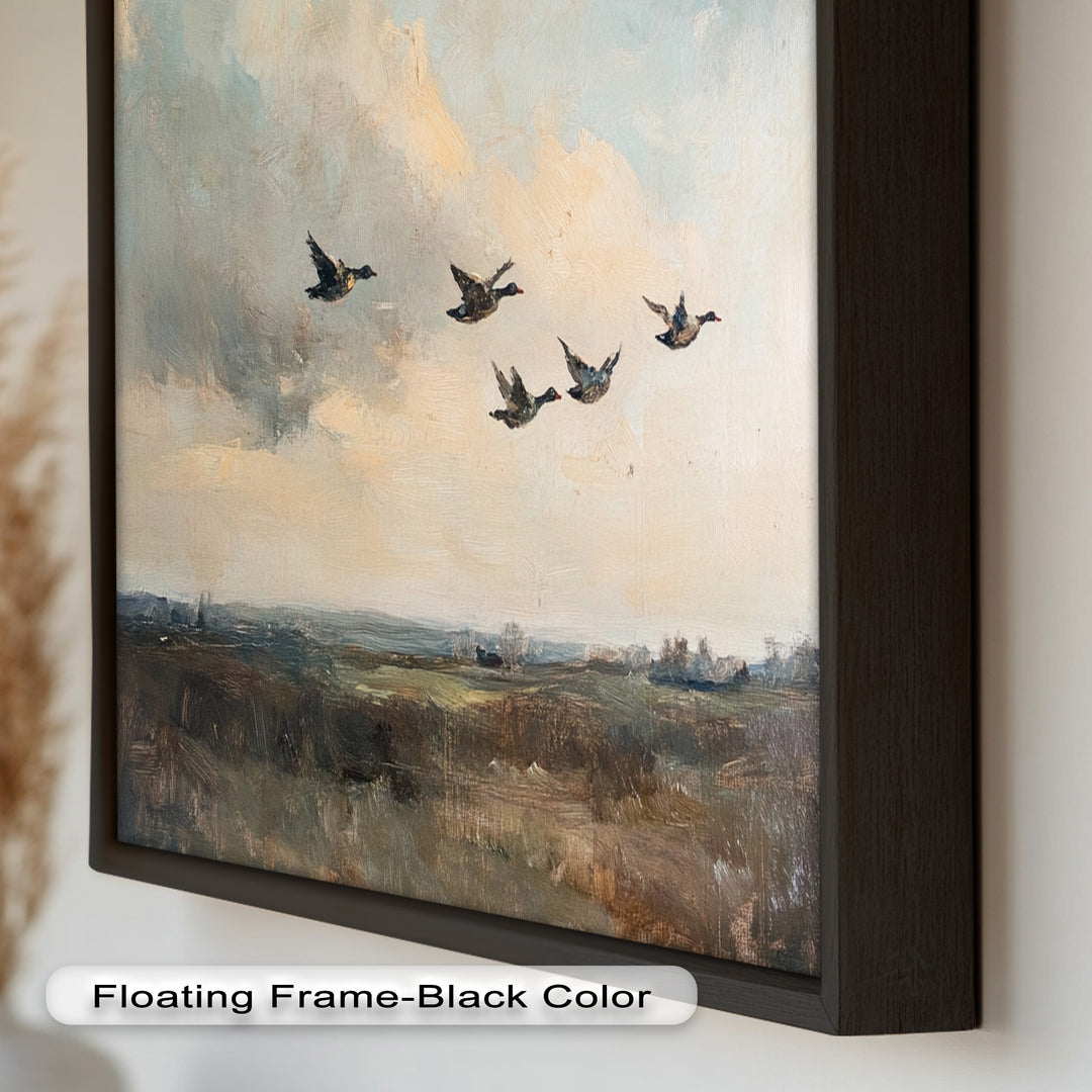 Flight Over the Marshlands – Ducks in Motion Oil Painting