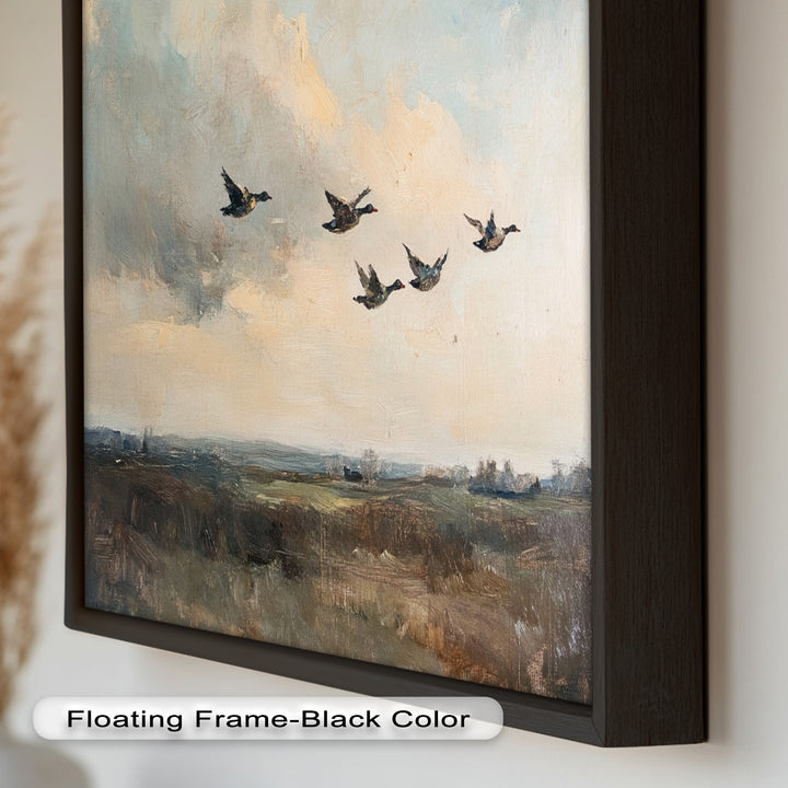 Flight Over the Marshlands – Ducks in Motion Oil Painting