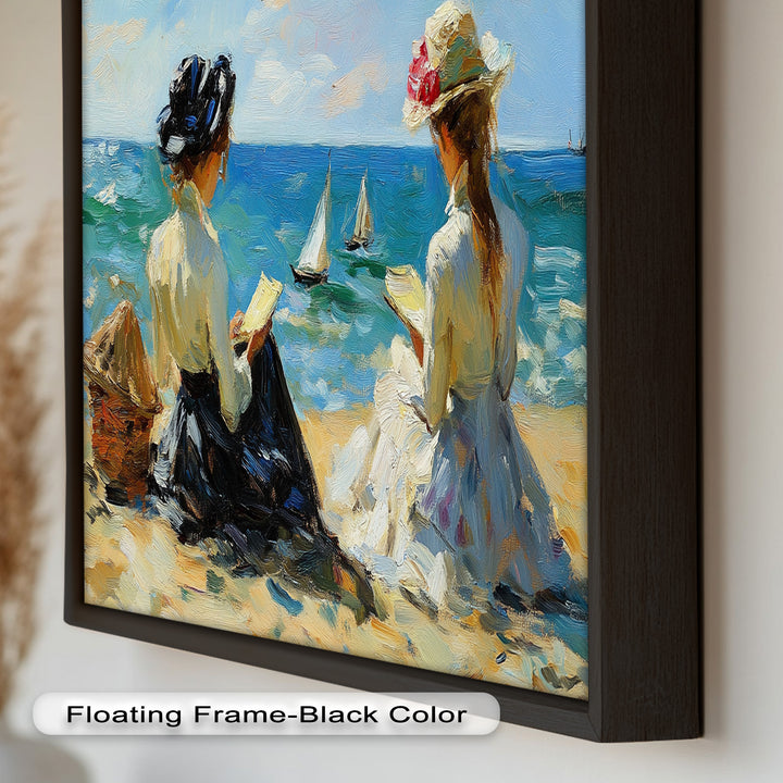 Seaside Serenity with Sailboats – Impressionist Oil Painting