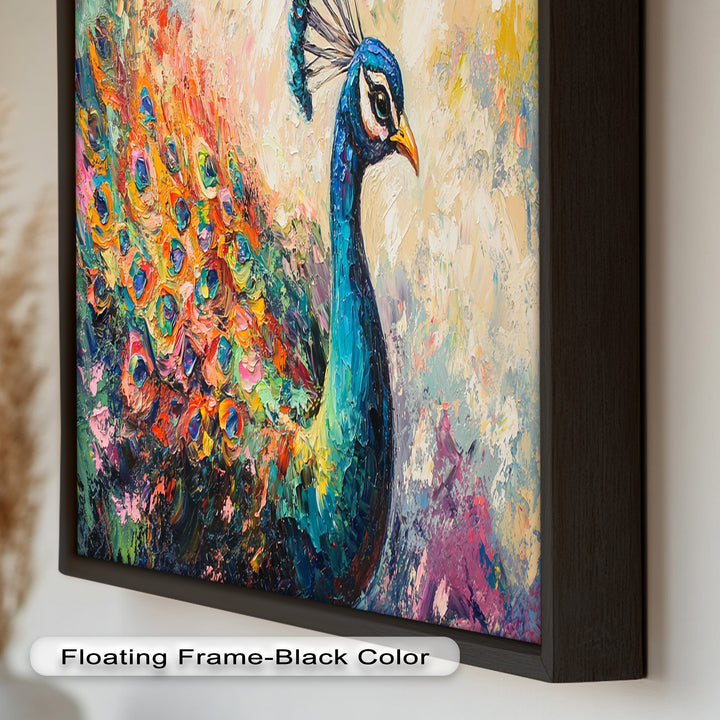 Peacock in Blooming Hues - Animal Oil Painting