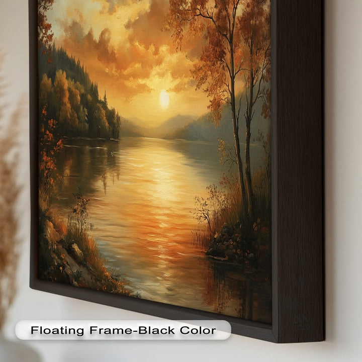 Golden Lake Sunset – Herbstreflexion Hudson River Ölgemälde