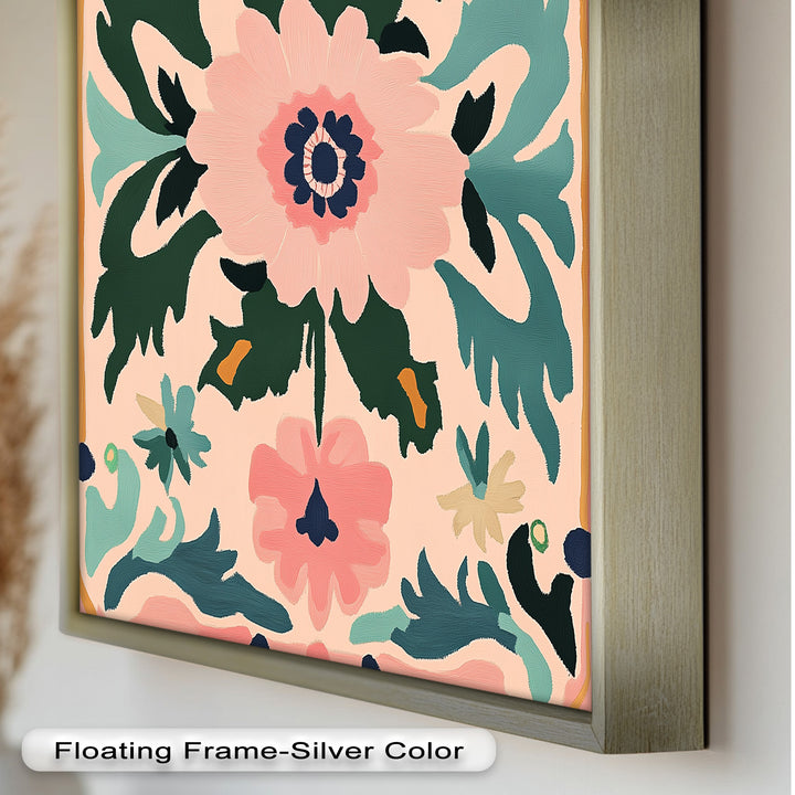 Folk Bloom – Symmetrisches Boho-Blumenölgemälde