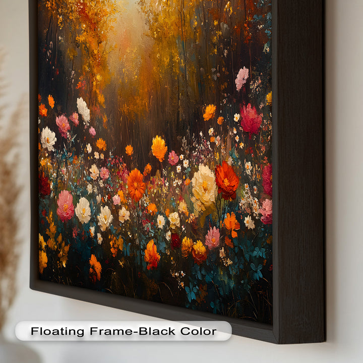 Autumn Forest Flower Wall Art – Colorful Floral Oil Painting