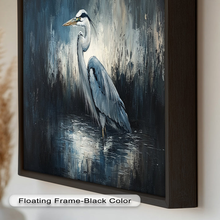 Heron Standing in Marshland – Animal Oil Painting