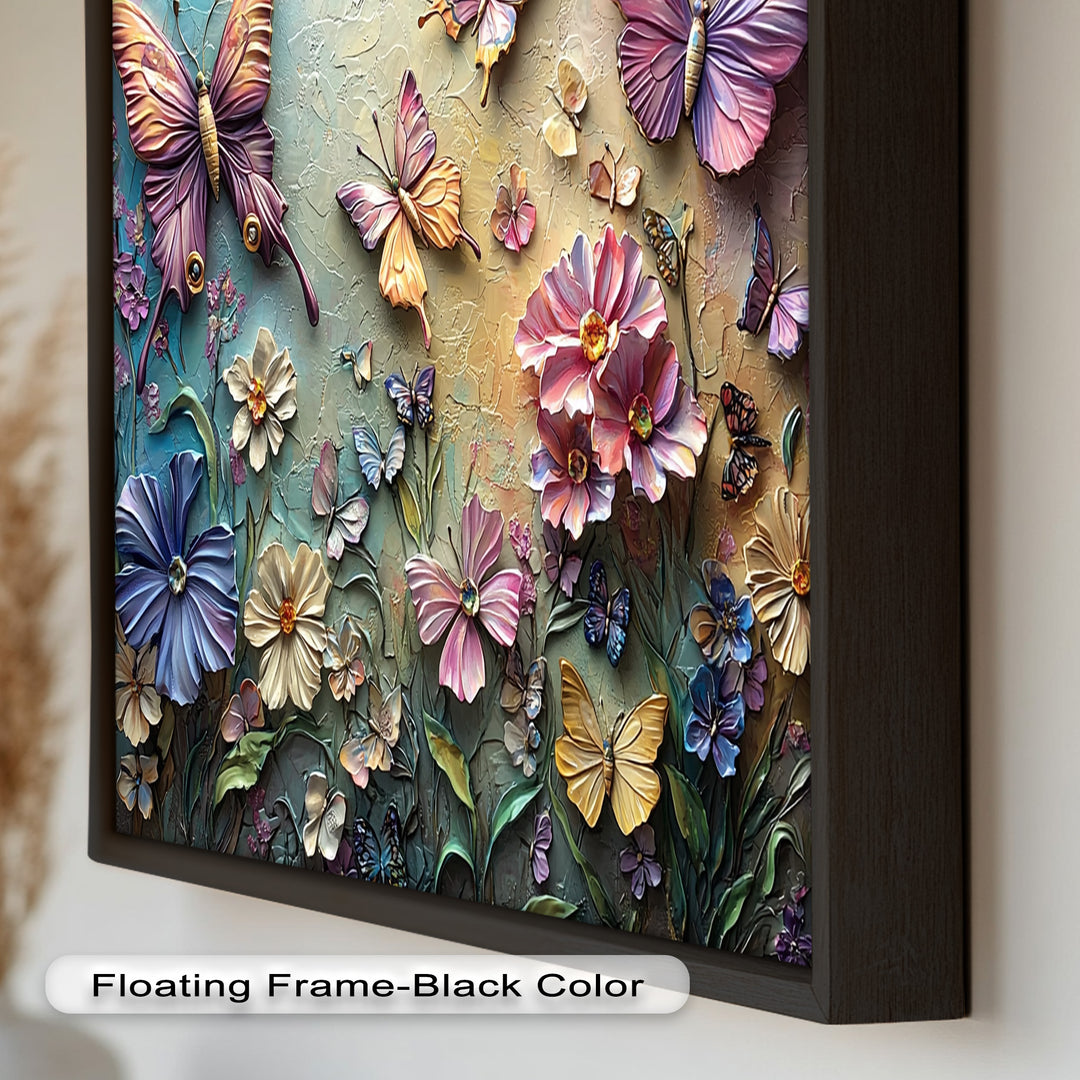 Butterflies Abstract Floral – Colorful Nature-Themed Oil Painting