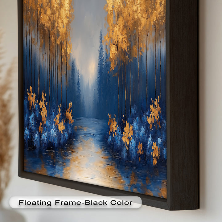 Golden Forest Landscape - Framed Autumn Oil Painting