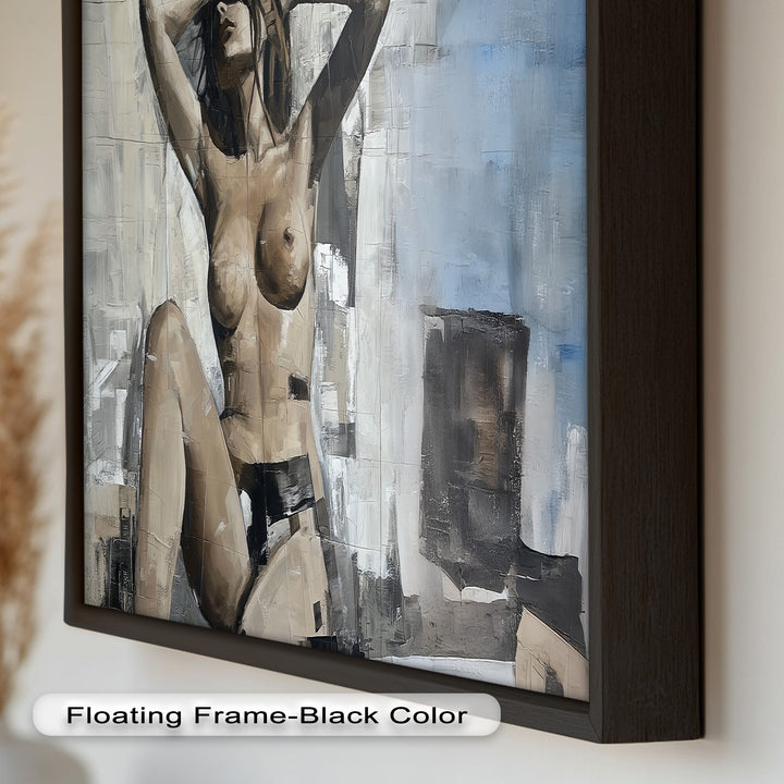 Urban Solitude – Contemporary Nude Oil Painting in Monochrome Hues