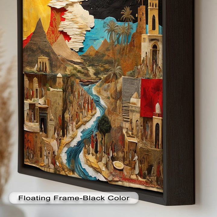 River of Time – Ancient Civilization Collage Picasso Oil Painting
