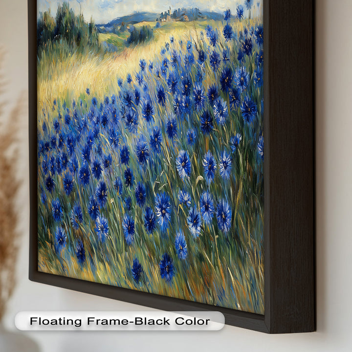 Golden Fields and Blue Cornflowers – Impressionist Meadow Scene Oil Painting
