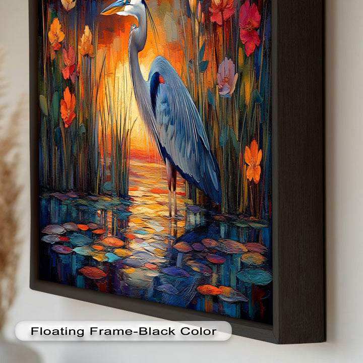 Heron at Sunset  – Animal Oil Painting