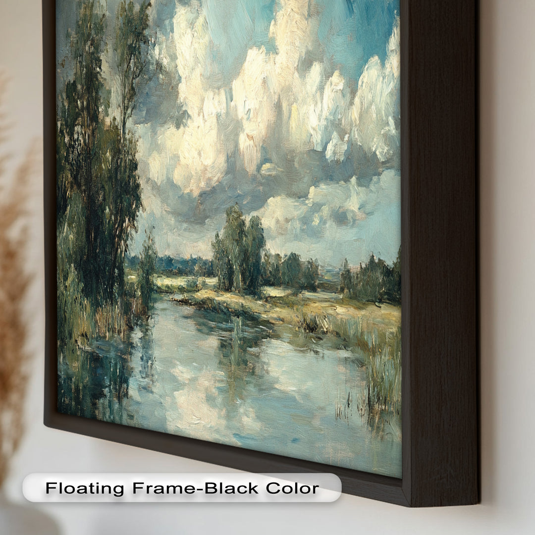 Golden Field & Mountain Horizon – Landscape Oil Painting