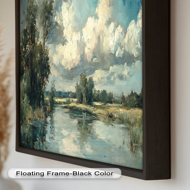 Golden Field & Mountain Horizon – Landscape Oil Painting