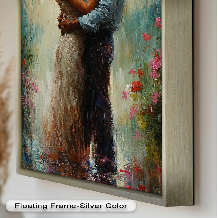 Romantic Couple Surrounded by Blooms - Love Oil Painting
