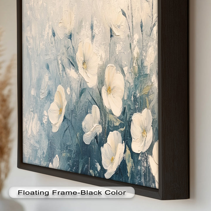 White Wildflower Art – Elegant Floral Oil Painting