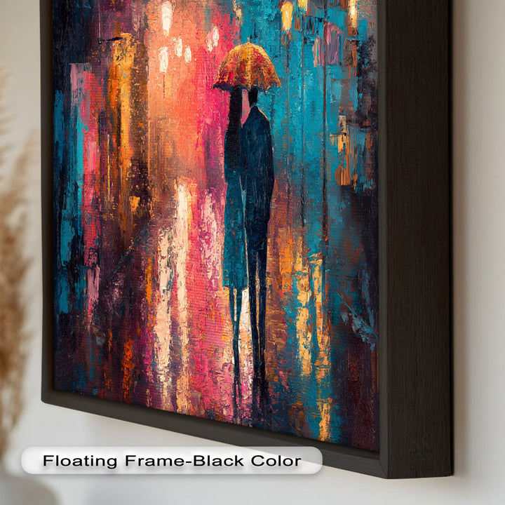 Evening Embrace – Lovers Under City Lights Love Oil Painting