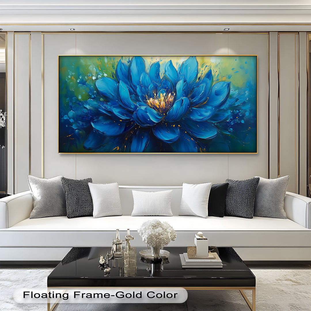Golden-Centered Lotus in Bloom - Flower Oil Painting