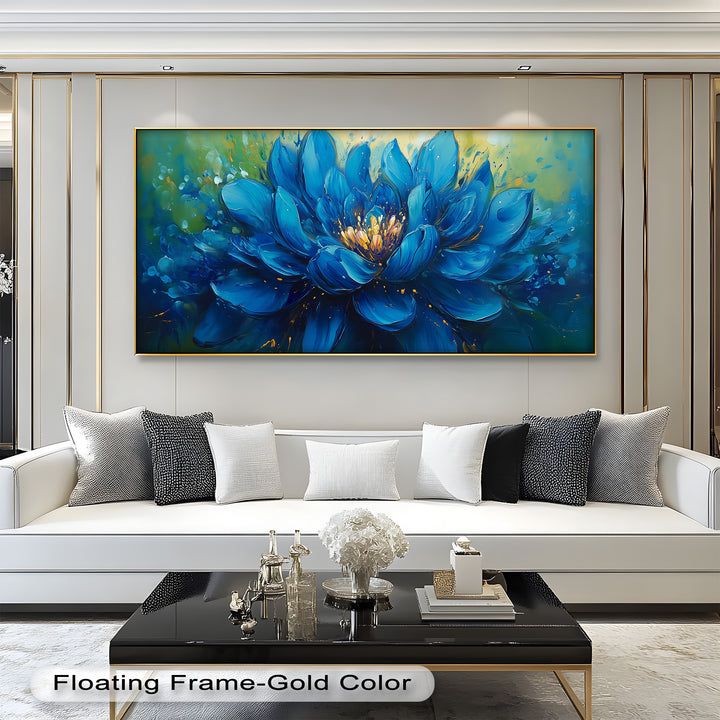 Golden-Centered Lotus in Bloom - Flower Oil Painting