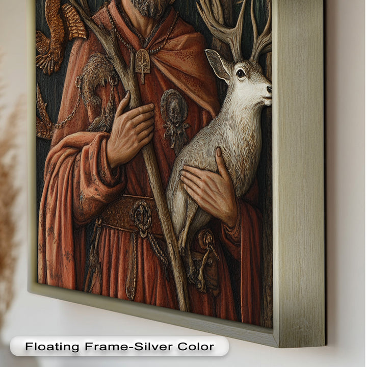 Saint with Deer Wall Art – Religious Oil Painting