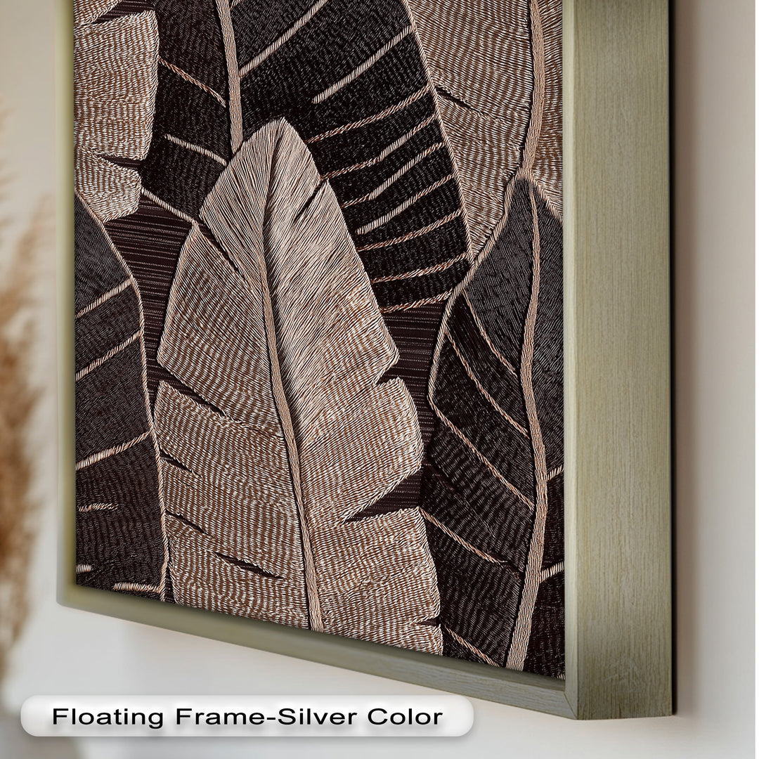 Tactile Tropics – Brown Leaf Composition Flower Oil Painting