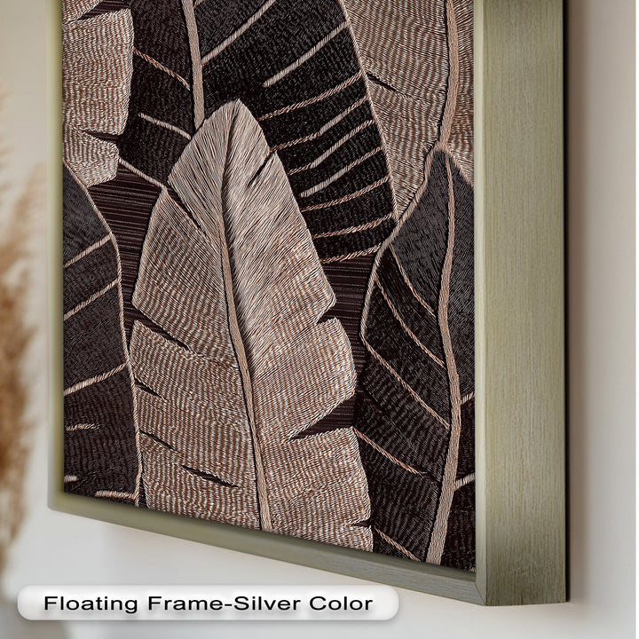 Tactile Tropics – Brown Leaf Composition Flower Oil Painting