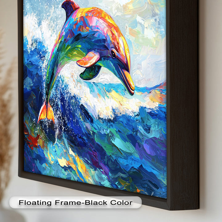 Dolphin Leaping Through Ocean Waves – Animal Oil Painting