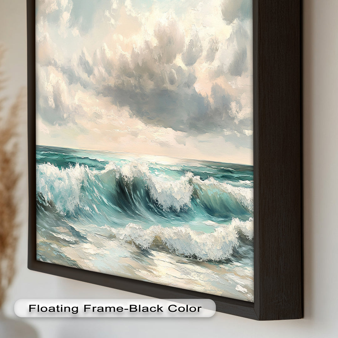 Coastal Wall Art - Turquoise Wave Seascape Oil Painting