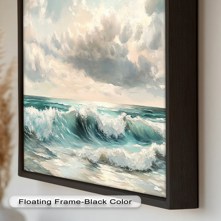 Coastal Wall Art - Turquoise Wave Seascape Oil Painting