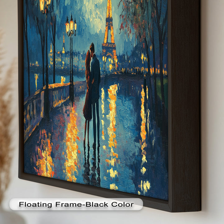 Moonlit Reflections – Eiffel Tower Romance Love Oil Painting