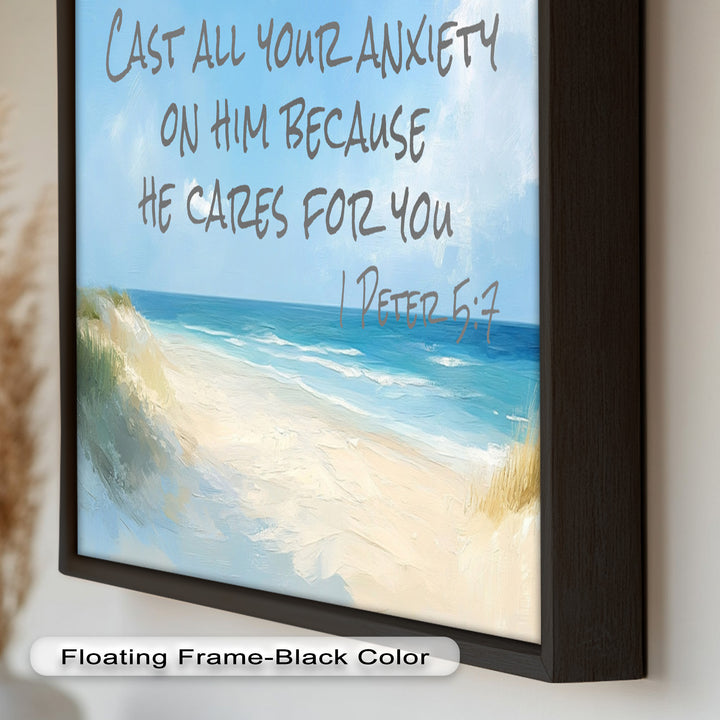 1 Peter 5:7 – Cast Your Anxiety Bible Verse Oil Painting