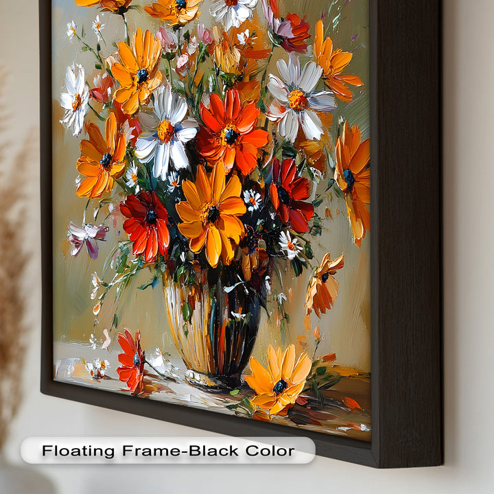 Orange & White Flowers – Botanical Oil Painting