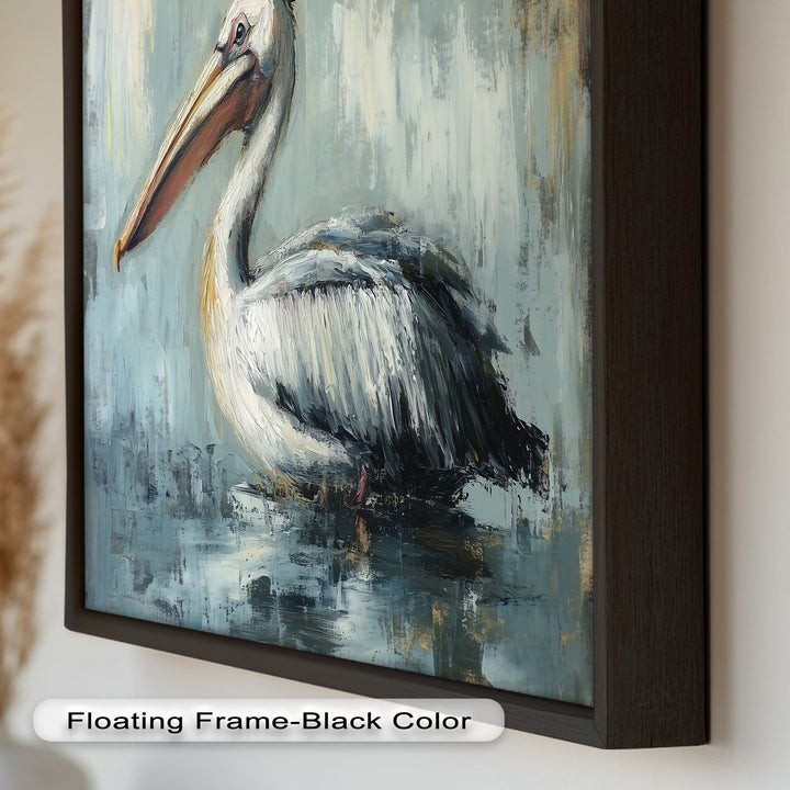 White Pelican Resting by the Water - Animal Oil Painting