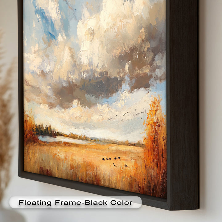 Autumn Meadow Wall Art – Impressionist Landscape Oil Painting