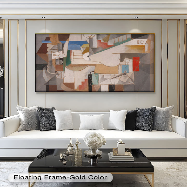 Geometric Cubist Composition Wall Art – Abstract Oil Painting