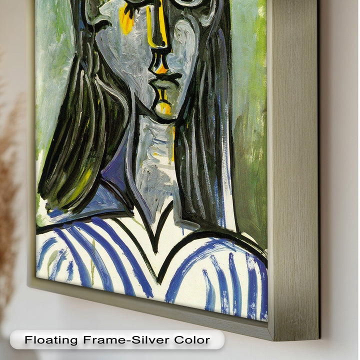 Striped Muse in Pink Hat – Picasso Oil Painting