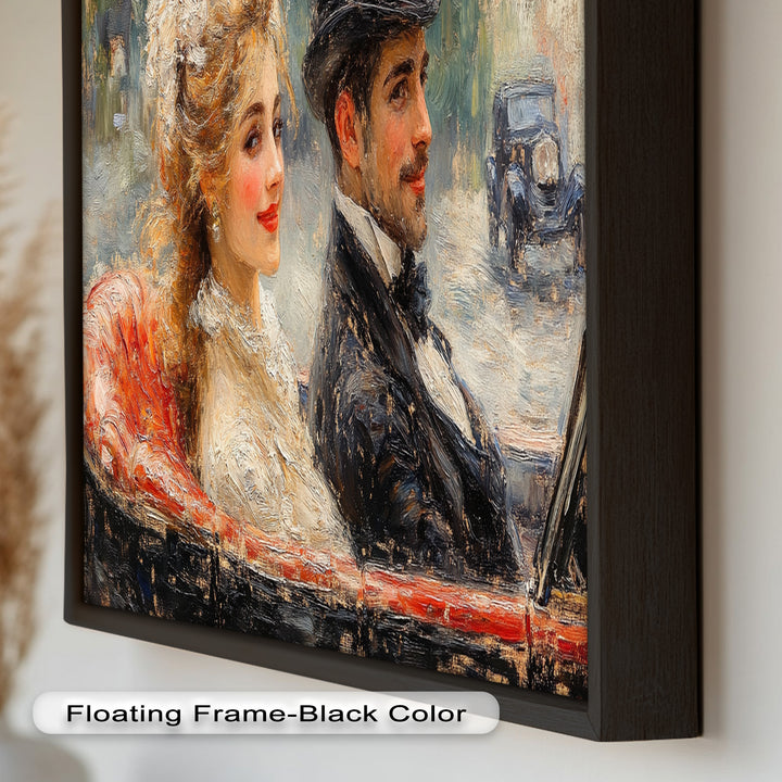 Charming Couple in a Vintage Car – Impressionist Oil Painting