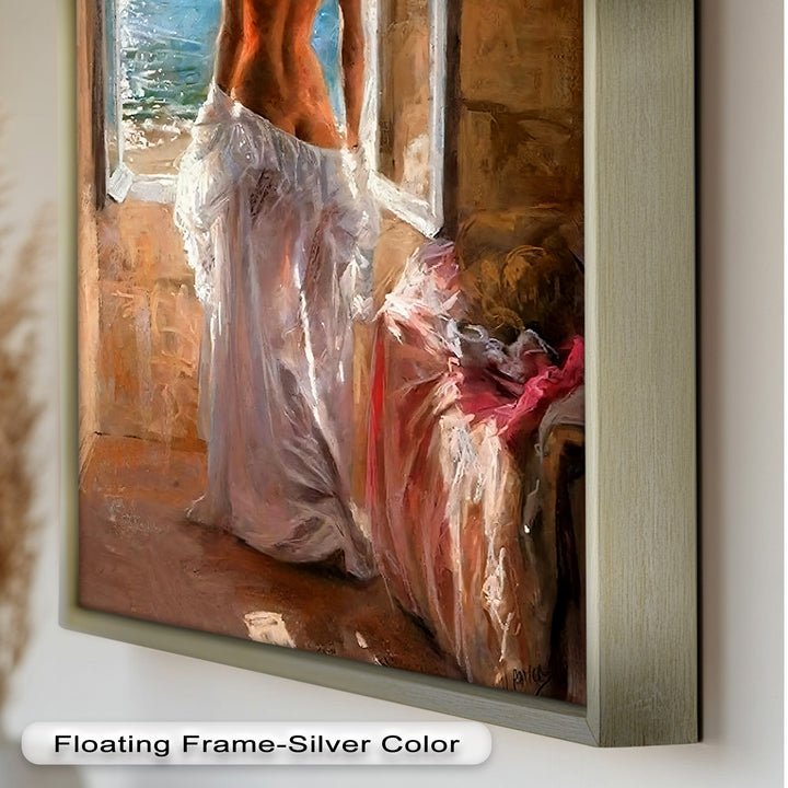 Whispers of the Sea – Romantic Woman by the Ocean Nude Oil Painting