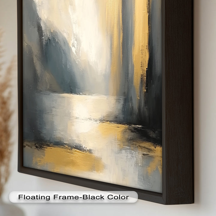 Serene Waterfall Abstract – Neutral Modern Oil Painting