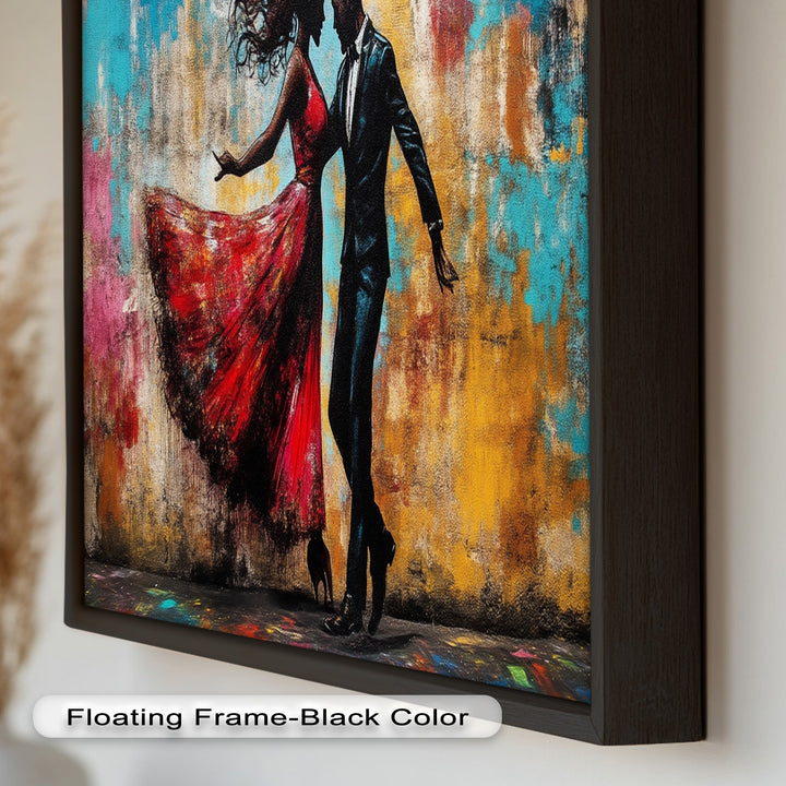 Whirl of Passion – Dancing Lovers in Red Love Oil Painting