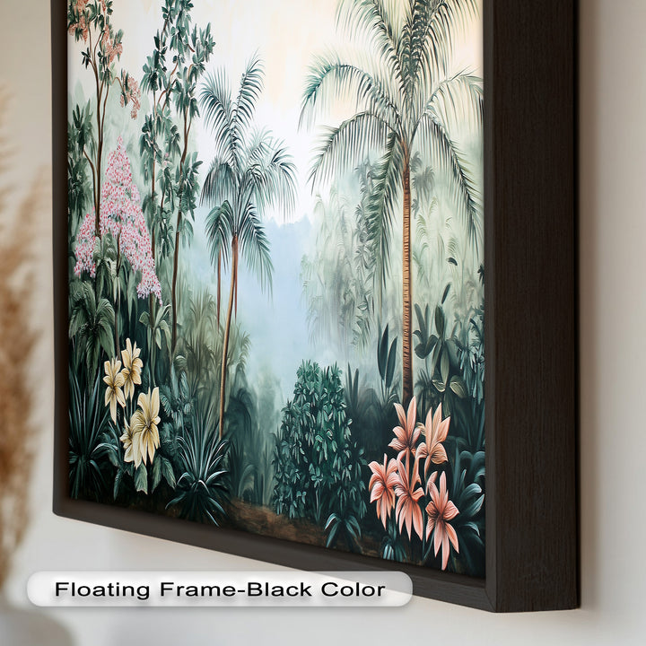 Floral Tropics Oasis – Palm Tree Oil Painting