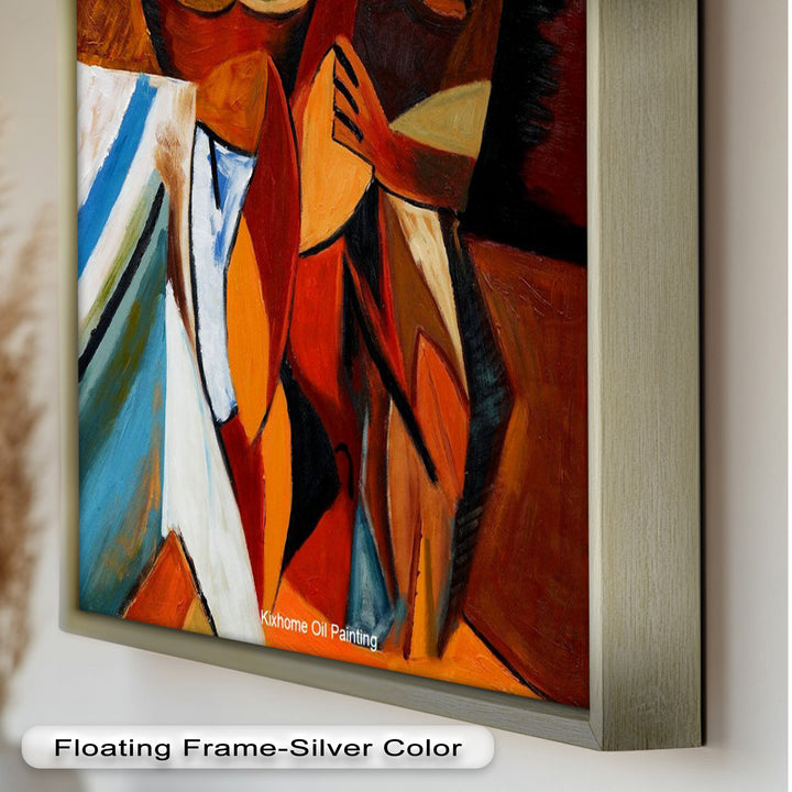 Abstract Embrace Wall Art – Cubist Oil Painting