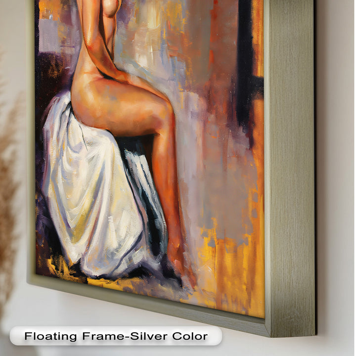 Poised in Silence – Figurative Nude Abstract Oil Painting