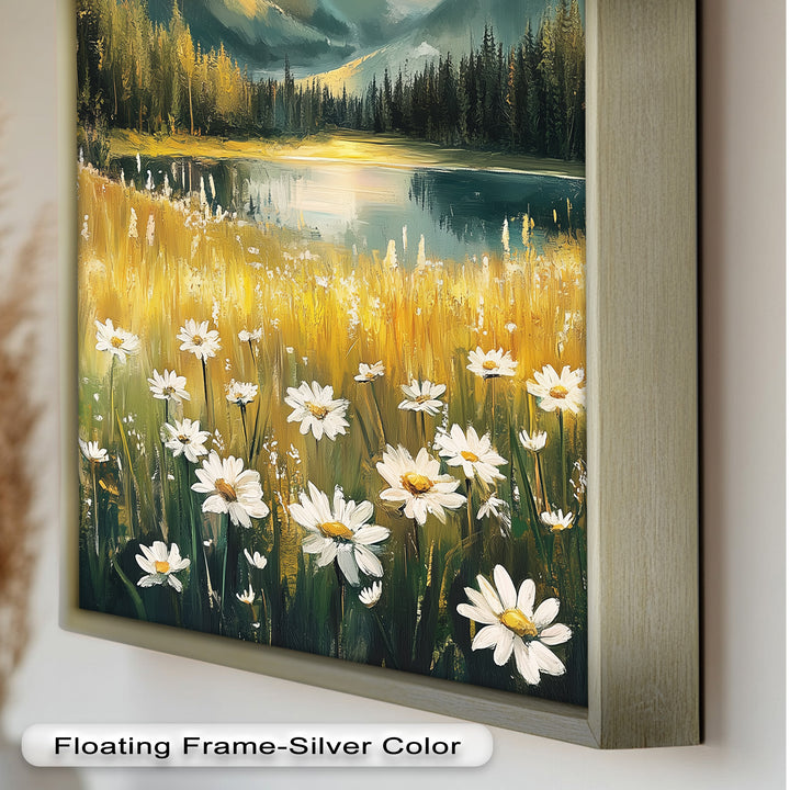 Bergsee mit Gänseblümchen - Hudson River Ölgemälde