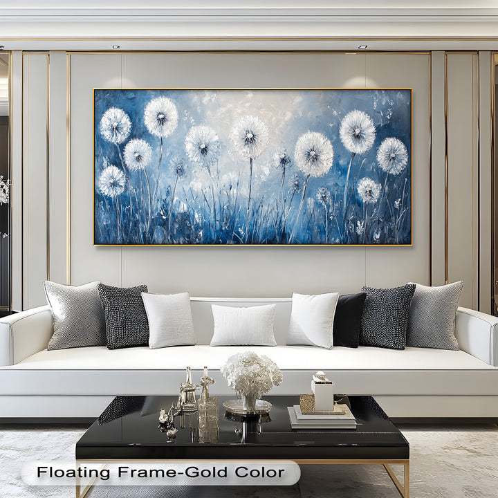 White Dandelion Field Wall Art – Floral Oil Painting
