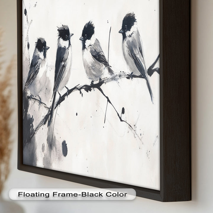 Monochromes Quartett – Vogel-Ölgemälde