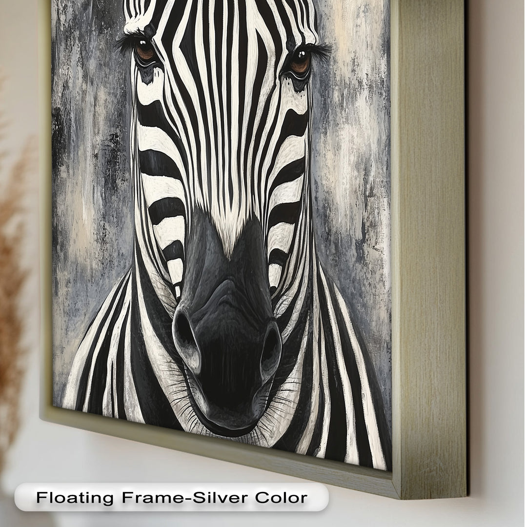 Zebra Portrait – Bold Black and White Animal Oil Painting
