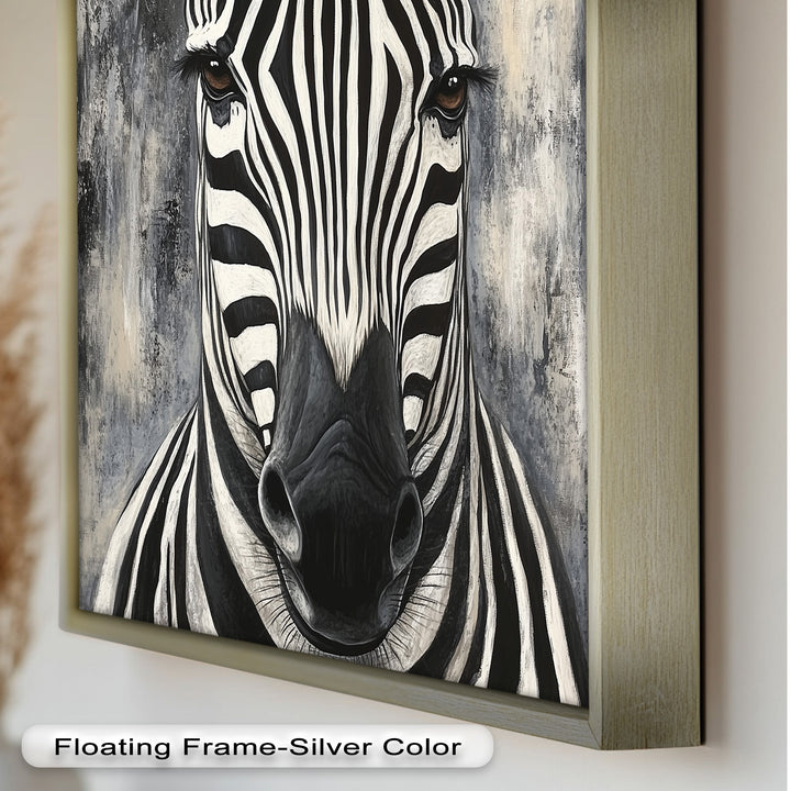 Zebra Portrait – Bold Black and White Animal Oil Painting