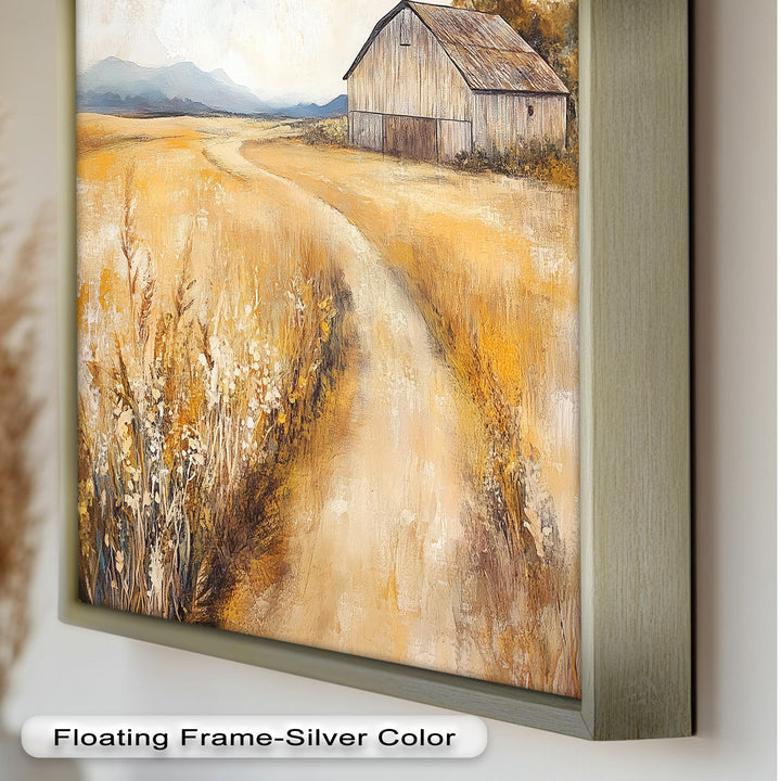 Country Wall Art - Golden Field Barn Landschaftsölgemälde