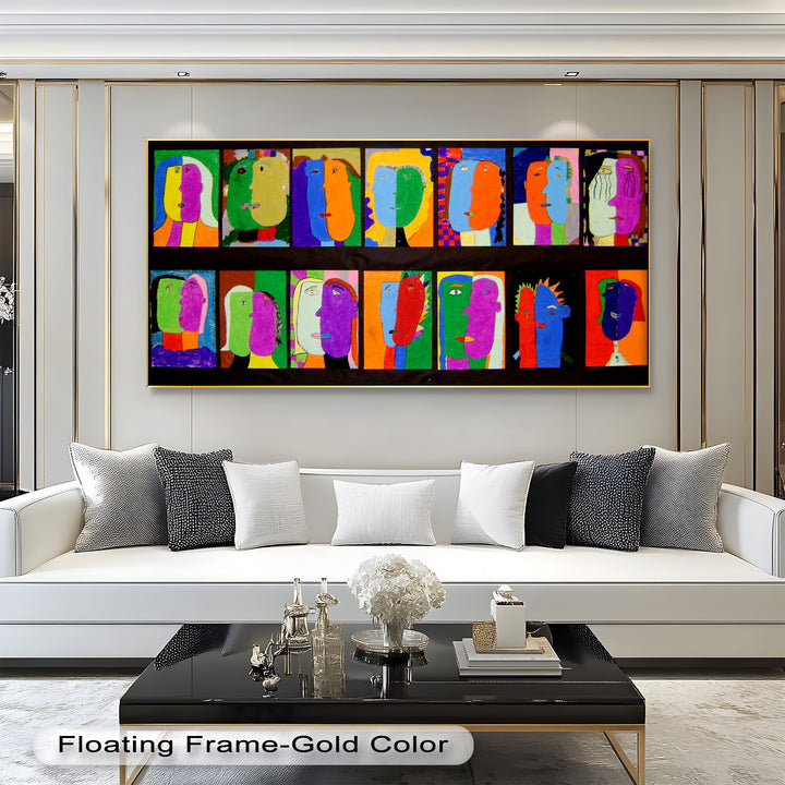 Pop Cubist Faces Wall Art – Abstract Oil Painting